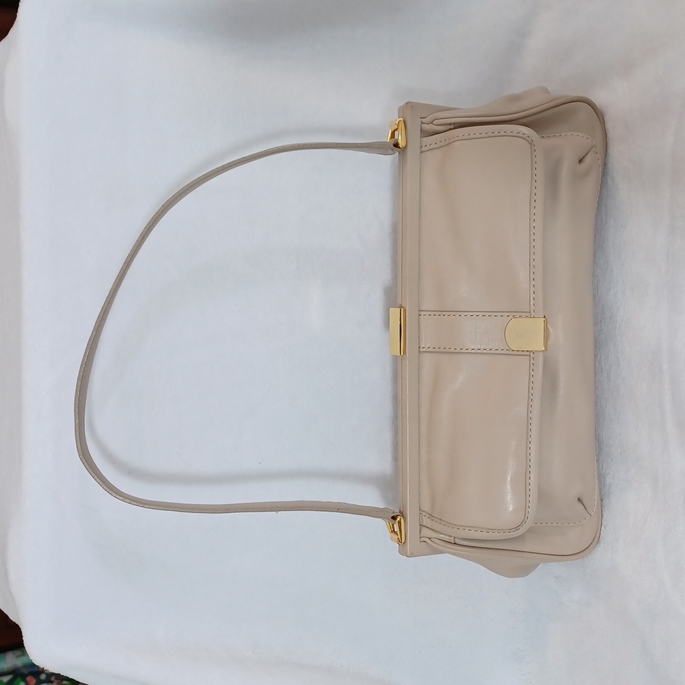 Kate Landry Beige Shoulder Bag with Gold Hardware
